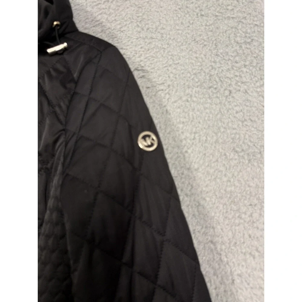 Michael Michael Kors Coat Womens Small Black Quilted‎ Hooded Puffer Long Zip